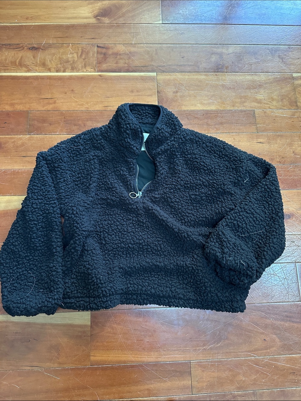 Thread & Supply Black Sherpa Half-Zip Turtleneck